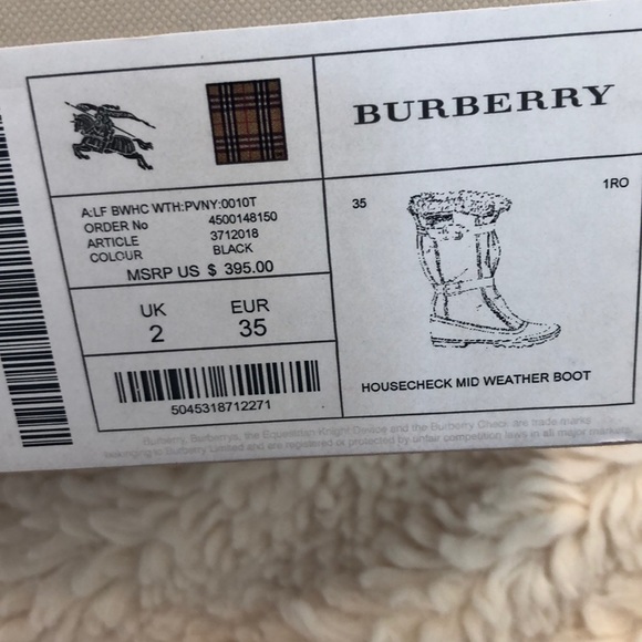 Burberry Housecheck Mid Weather Boot Size 5 - Picture 3 of 3